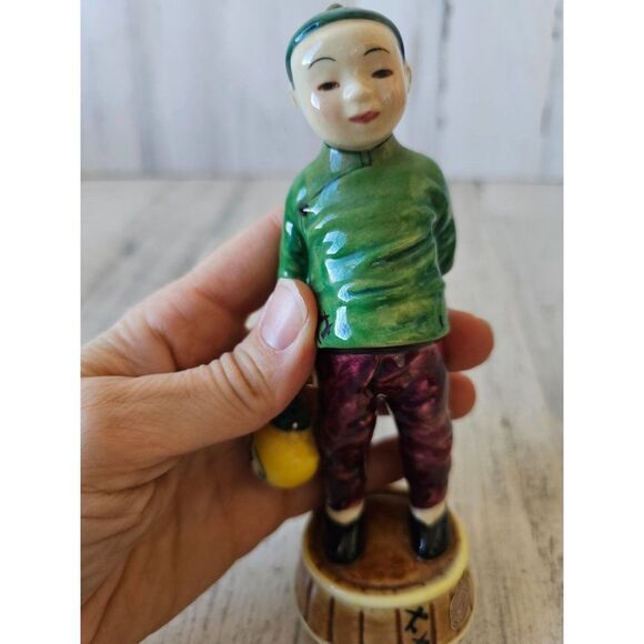 Gort vintage boy CL4820F-Lin Chinese Japanese lantern green figurine statue - Picture 6 of 9